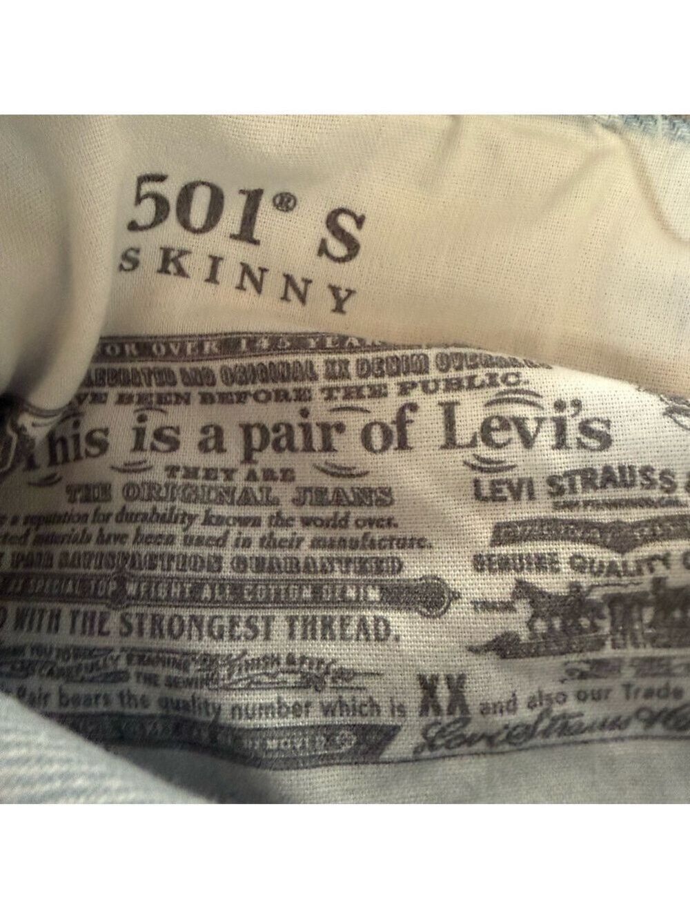 LEVIS 501 Skinny Jeans High Rise Cropped Raw Hem Distressed Size 28 - Picture 9 of 15